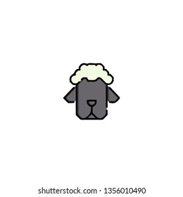 Sheep icon, flat design line art thin style. Easter Day vector illustration