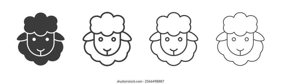 Sheep icon flat and linear vector illustration on white background.