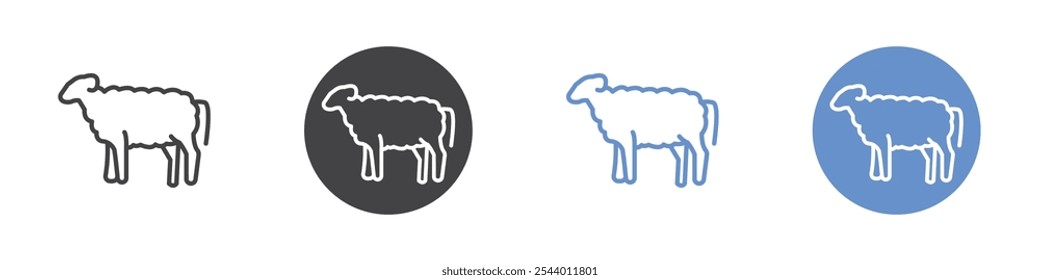 Sheep icon Flat set in black and white color