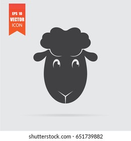 Sheep icon in flat style isolated on grey background. For your design, logo. Vector illustration.
