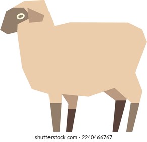 Sheep icon. Fluffy farm animal in polygonal style