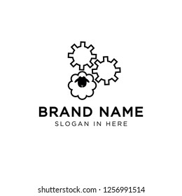 sheep icon with gear icon illustrated its represent sheep industrial
