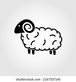 Icono de oveja aislado en fondo blanco. Ilustración del vector
