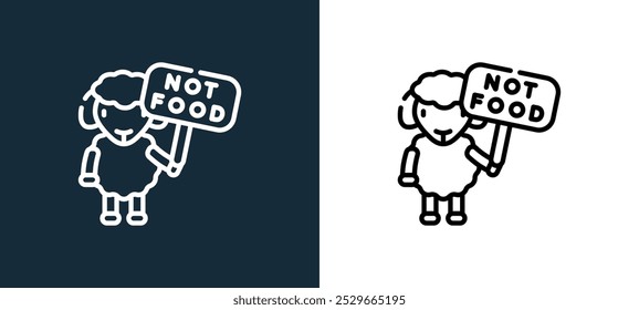 sheep icon isolated on white and black colors. sheep outline linear vector icon from world vegetarian day collection for mobile apps, web and ui.