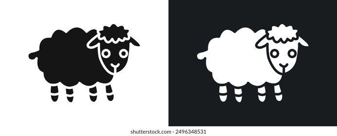 sheep icon linear graphics set vector in black