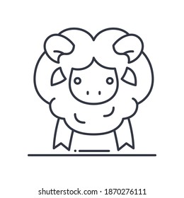 Sheep icon, linear isolated illustration, thin line vector, web design sign, outline concept symbol with editable stroke on white background.