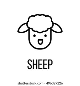 Sheep icon or logo in modern line style. High quality black outline pictogram for web site design and mobile apps. Vector illustration on a white background.