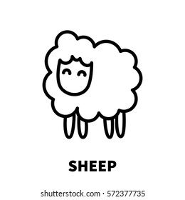 Sheep icon or logo in modern line style. High quality black outline pictogram for web site design and mobile apps. Vector illustration on a white background.