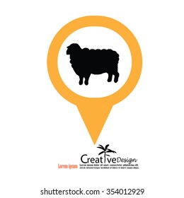 Sheep icon with map pointer.sheep.vector illustration.
