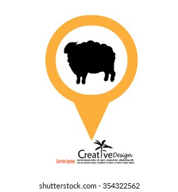 Sheep icon with map pointer.sheep.vector illustration.