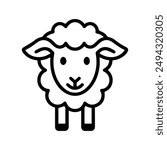 Sheep icon or modern line symbol. Vector line art and icon design with bold outline. Black and white Pixel Perfect minimalistic symbol isolated white background. Silhouette simple thin sign