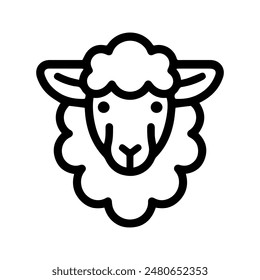 Sheep icon or modern line symbol. Vector line art and icon design with bold outline. Black and white Pixel Perfect minimalistic symbol isolated white background. Silhouette simple thin sign