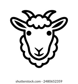 Sheep icon or modern line symbol. Vector line art and icon design with bold outline. Black and white Pixel Perfect minimalistic symbol isolated white background. Silhouette simple thin sign