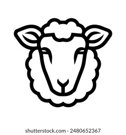 Sheep icon or modern line symbol. Vector line art and icon design with bold outline. Black and white Pixel Perfect minimalistic symbol isolated white background. Silhouette simple thin sign