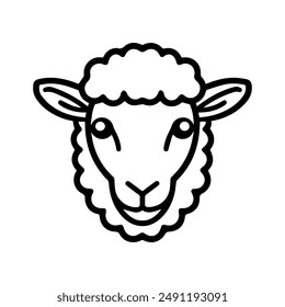 Sheep icon or modern line symbol. Vector line art and icon design with bold outline. Black and white Pixel Perfect minimalistic symbol isolated white background. Silhouette simple thin sign