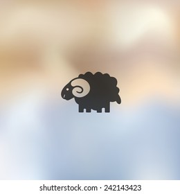 sheep icon on blurred background