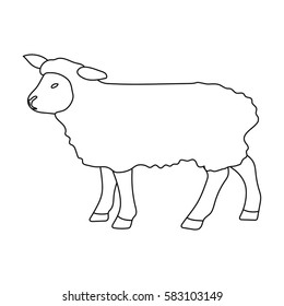 Sheep icon in outline style isolated on white background. Scotland country symbol stock vector illustration.