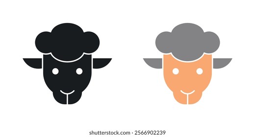 Sheep icon set in black and colored