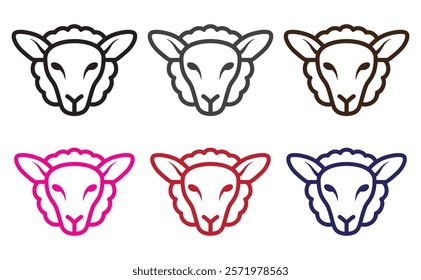 Sheep icon set or modern line symbol. Vector line art and icon design with bold outline. Pixel Perfect minimalistic symbol isolated white background. Silhouette simple thin sign