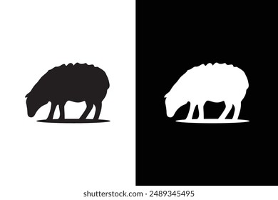 Sheep icon. Sheep silhouette isolated on white black background.