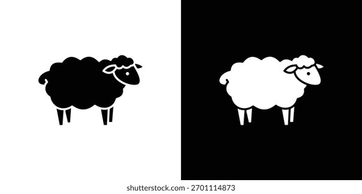 Sheep icon silhouette vector in black colors. flat symbol logo design style