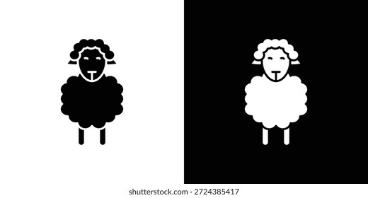 Ícone de ovelha simples ilustrações gráficas planas. Vetor de silhueta preto e branco