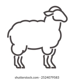 Sheep icon in simple style and bold line - for wool products or cheese