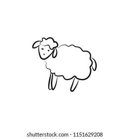 sheep icon in sketch style. Element of sheep for mobile concept and web apps illustration. Sketch icon for website design and development, app development