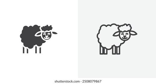 Sheep icon in solid and outlined style