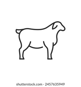 Sheep icon. A streamlined representation of a sheep, signifying wool production, pastoral farming, and animal husbandry. This icon is ideal for use in agricultural content. Vector illustration 