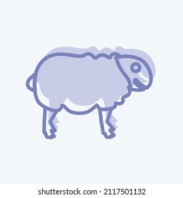 Icono de oveja en estilo moderno de dos tonos aislado en un fondo azul suave