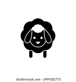 Sheep icon. Vector drawing. Lamb black silhouette on white background.