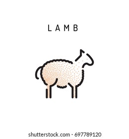 sheep icon, vector lamb lamb outline icon. Isolated lamb label