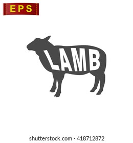 sheep icon, vector lamb sign, isolated lamb label