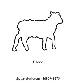 Icono de oveja vectorial sobre fondo blanco. Icono negro