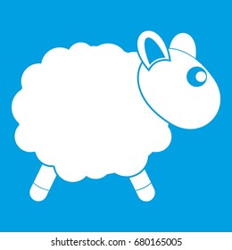 Sheep icon white isolated on blue background vector illustration