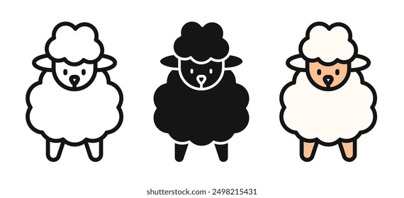 sheep iconicon vector collection in outlined and solid style