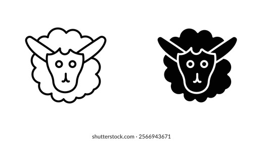 Sheep icons. black and white vector set.