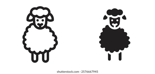 Sheep icons in outline and stroke versions