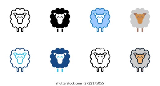 Los iconos de oveja establecen una colección de estilo múltiple. Trazo editable 
