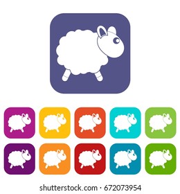 Sheep icons set vector illustration in flat style In colors red, blue, green and other