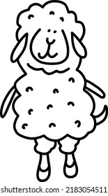Sheep Illustration. Hand-drawn doodles illustration.
Line art. Cute, Funny. Cartoon Sheep