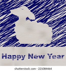 Sheep. Illustration. Happy New Year greeting card.