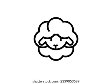 sheep illustration logo, line logo	
