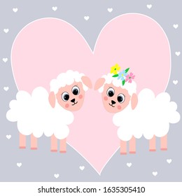 sheep illustration vector valentine day