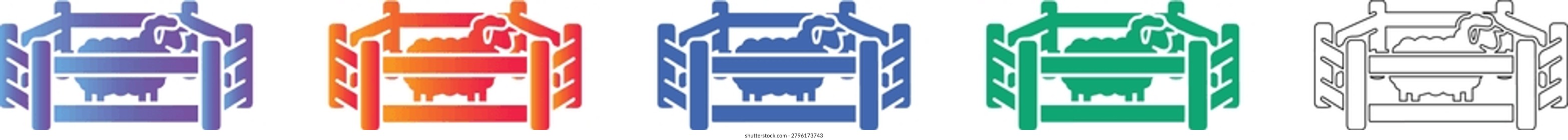 Sheep Inside Farm Pen Icons vol 1345