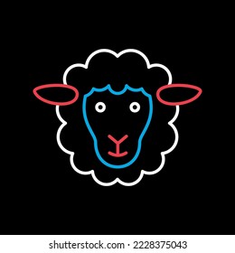 Sheep isolated on dark background icon. Animal head. Farm sign. Graph symbol for your web site design, logo, app, UI. Vector illustration