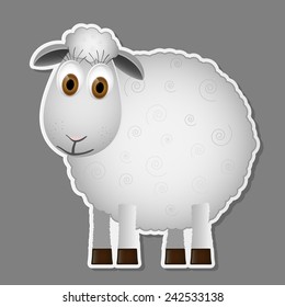 Sheep isolated on grey background. Vector illustration. 