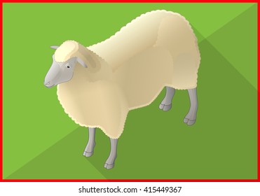 Sheep isometric perspective view vector 3d illustration
