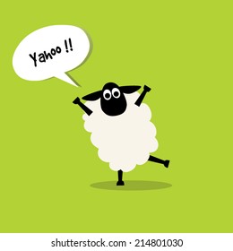 sheep jump and say yahoo,illustration design.